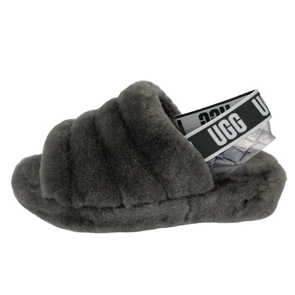 UGG Fluff Yeah Slide Charcoal Gray CHRC 1095119 NEW Women’s Size 8 - Picture 9 of 10